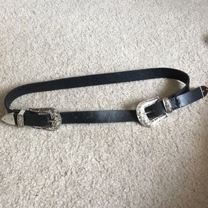 Black double buckle belt